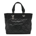 Coated Canvas Quilted Large Paris Biarritz Tote Black
