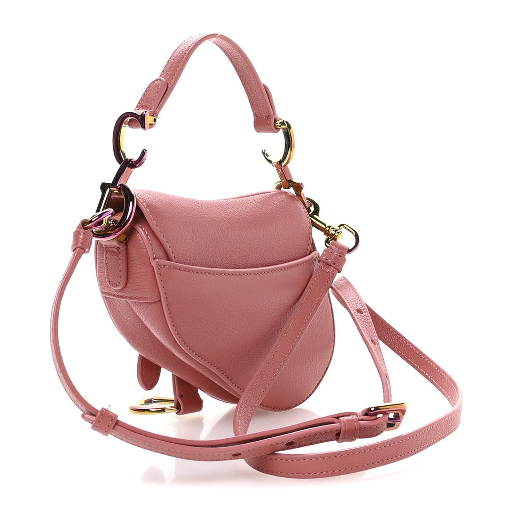 Goatskin Micro Saddle Bag With Strap Coral Powder