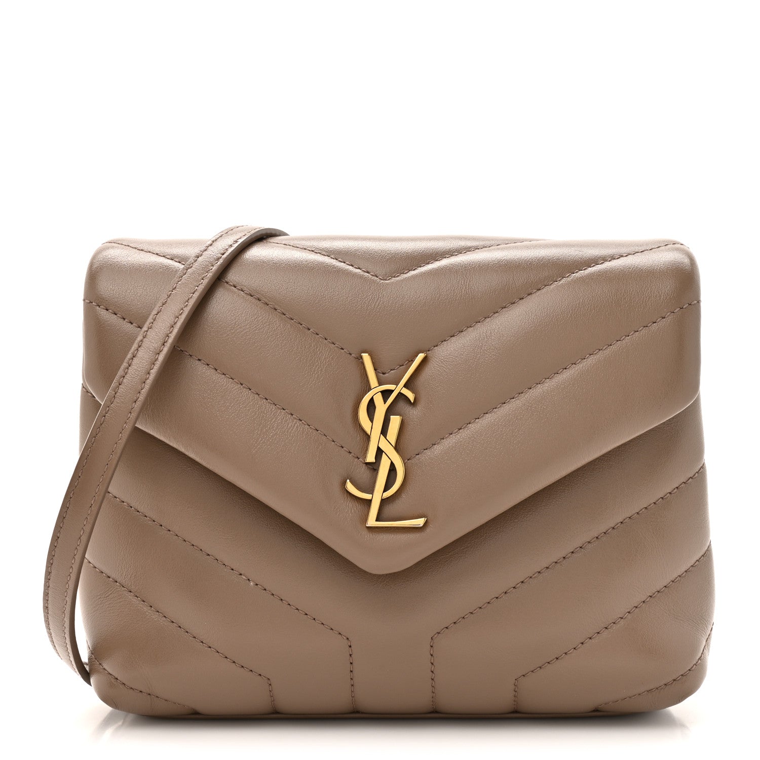 Calfskin Y Quilted Monogram Toy Loulou Crossbody Bag Taupe