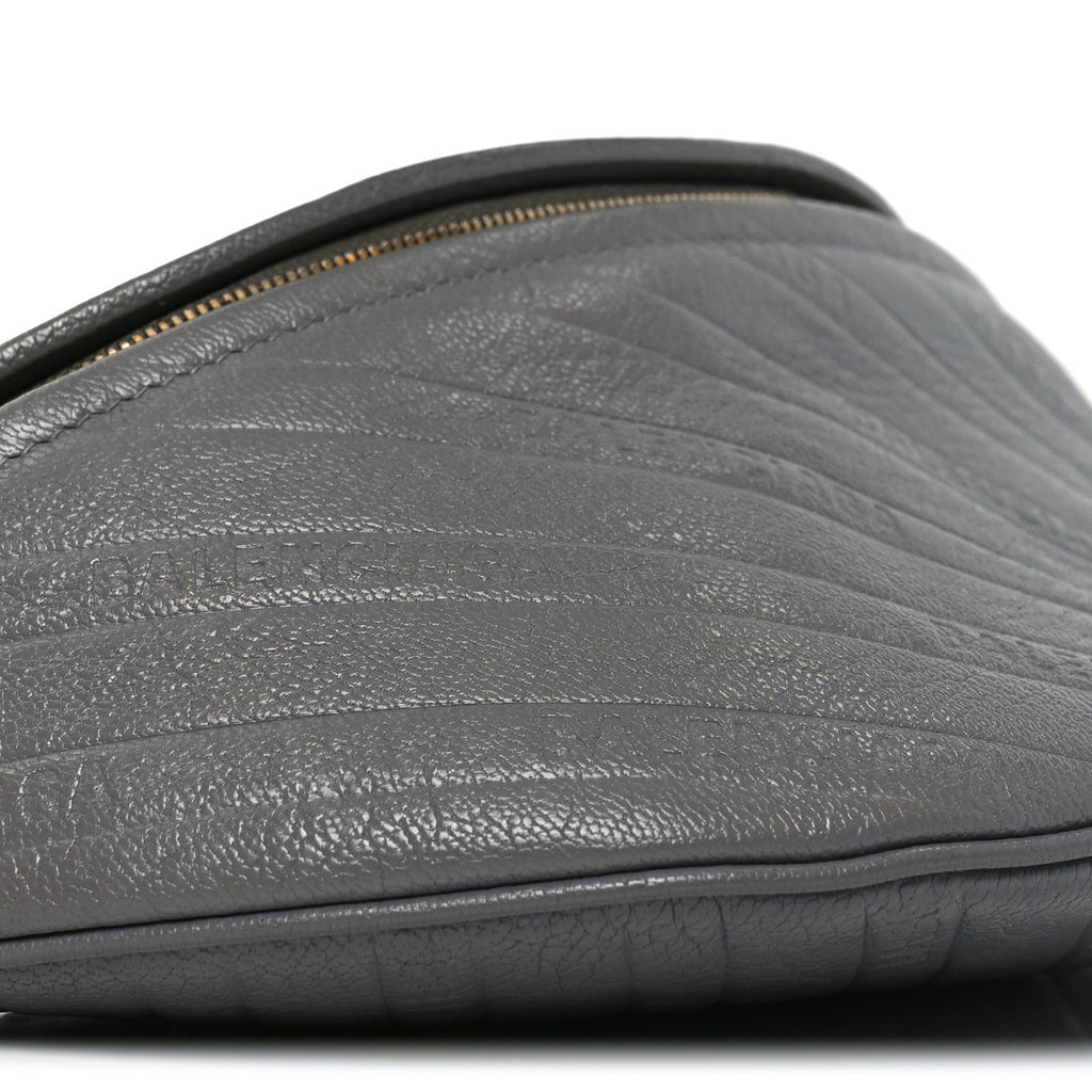 Shiny Goatskin Allover Logo Embossed XS Souvenir Belt Bag Gris