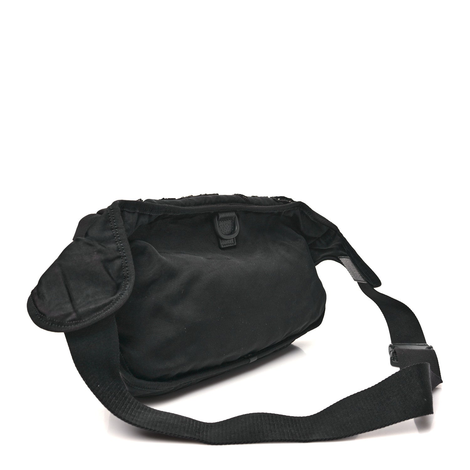 Nylon Retro Patch Convertible Belt Bag Black