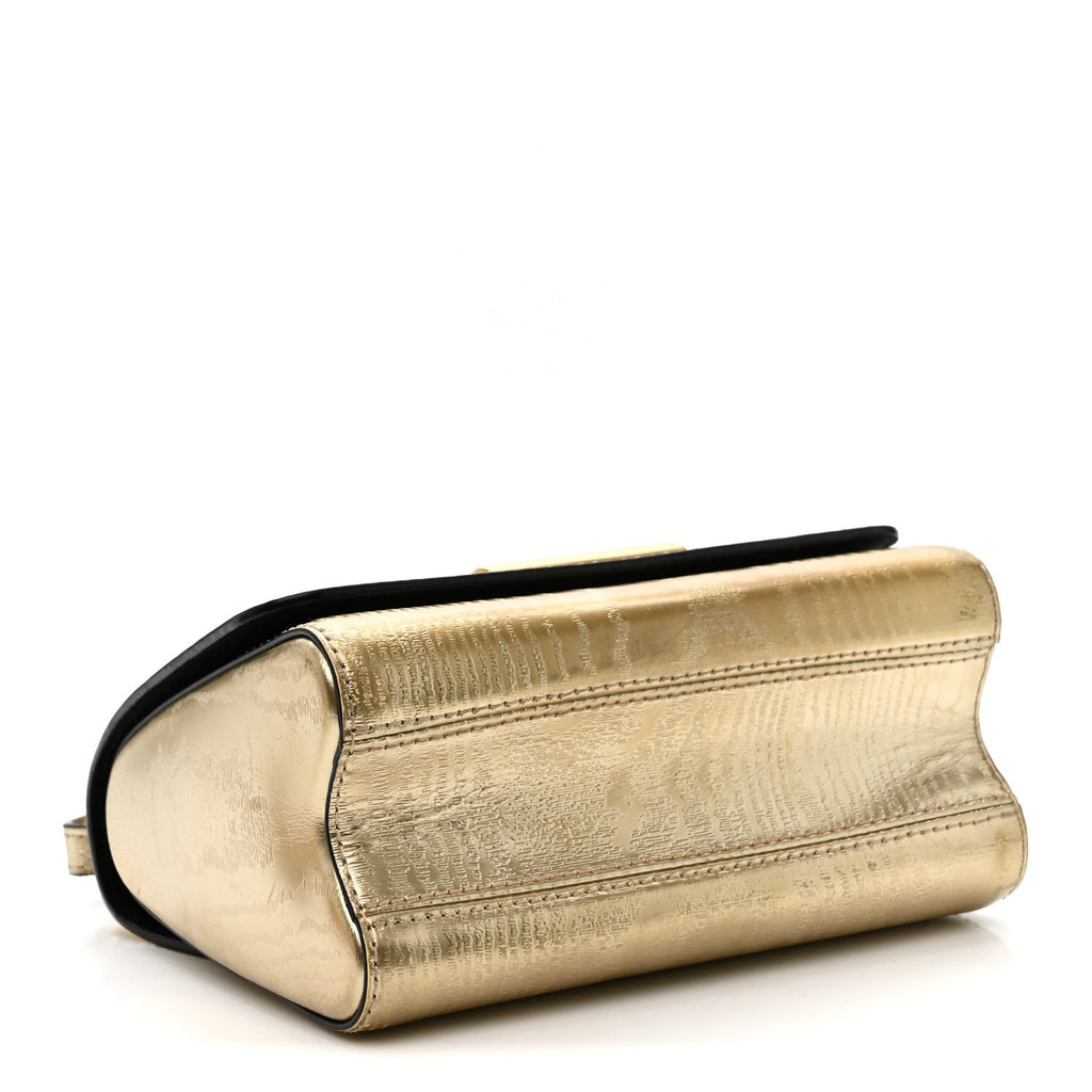 Calfskin Gravity Twist Shoulder Bag PM Gold