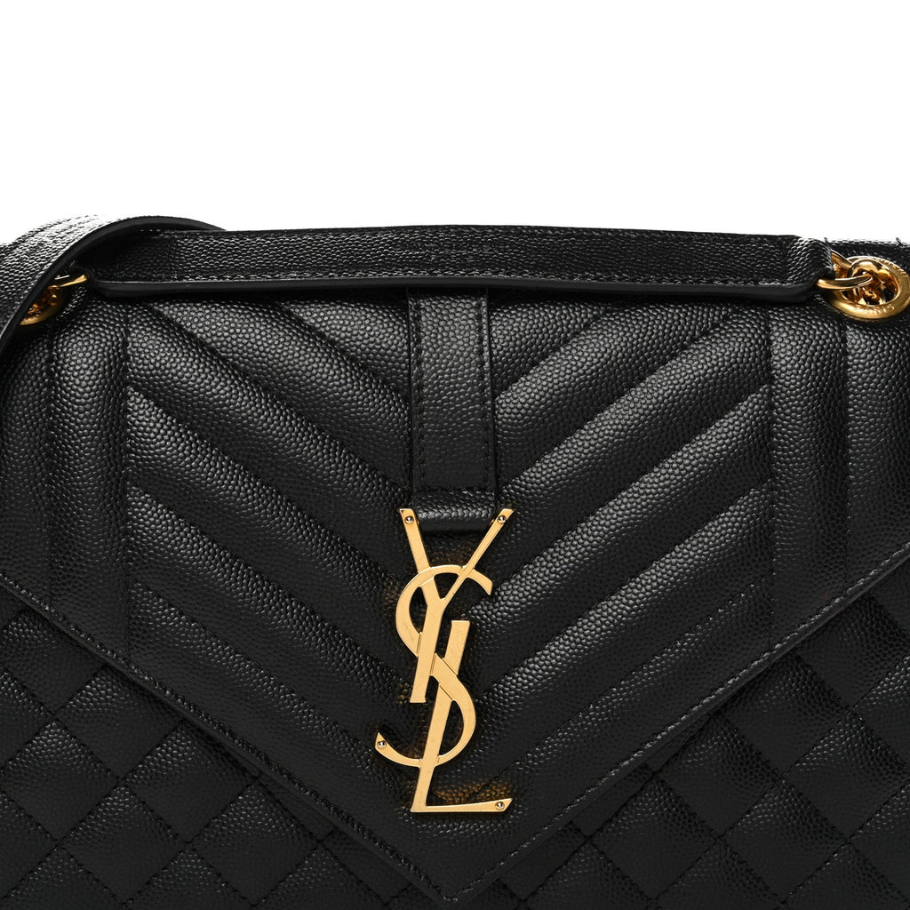 Grain De Poudre Textured Mixed Matelasse Triquilt Medium Monogram Satchel Black
