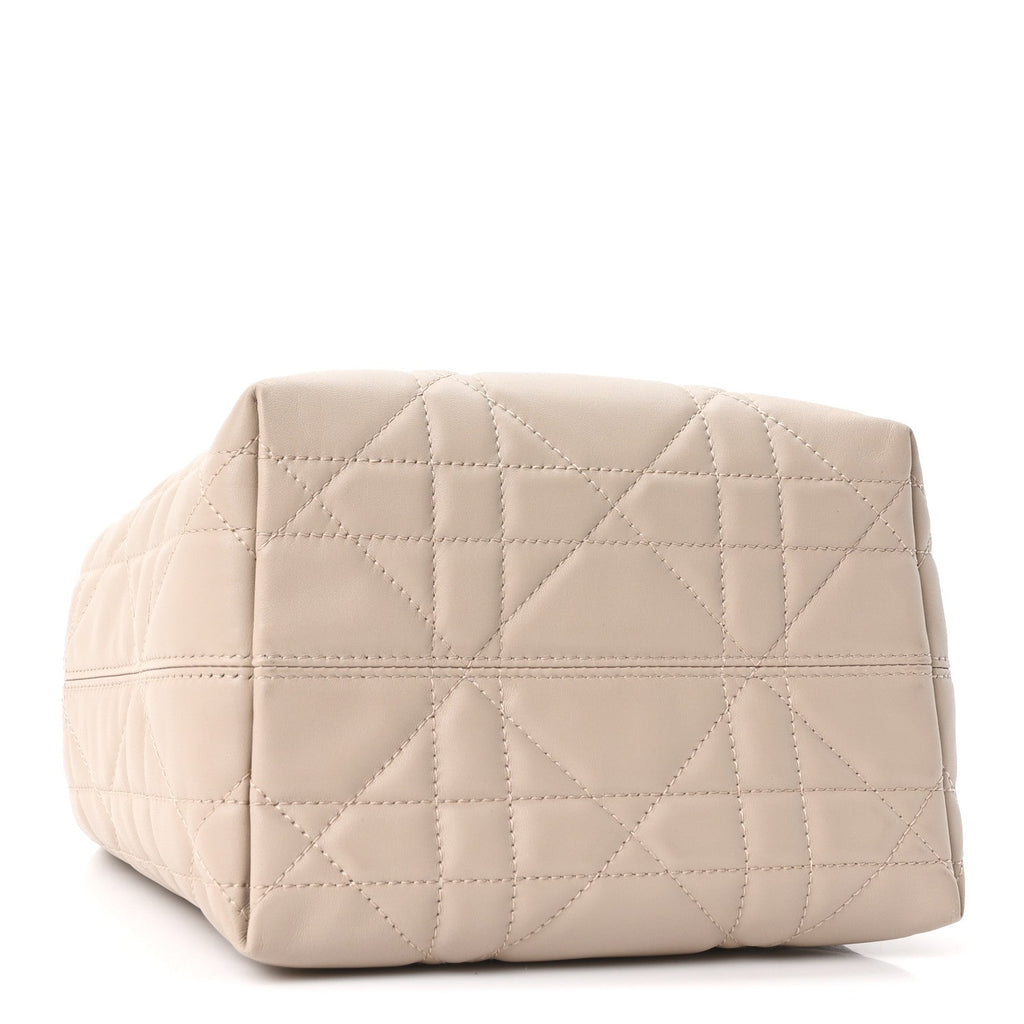 Calfskin Macrocannage Small Toujours Vertical Tote Powder Beige