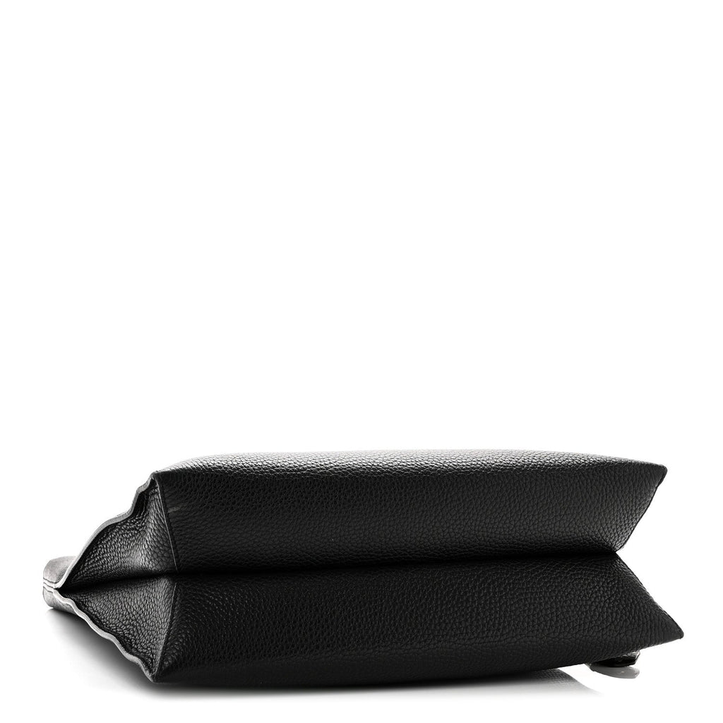 Pebbled Calfskin Small Alix Padlock Zip Hobo Bag Black