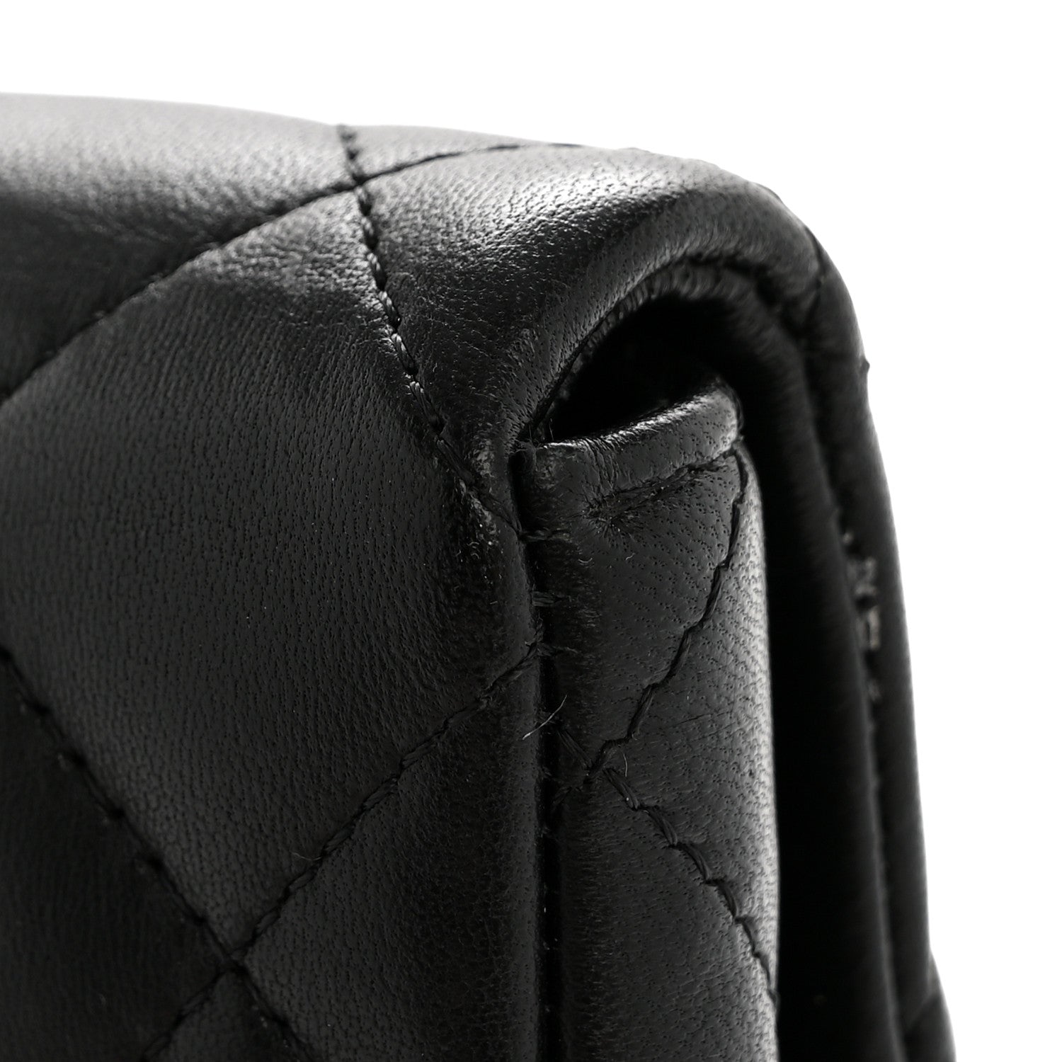 Lambskin Quilted Flap Clutch Black