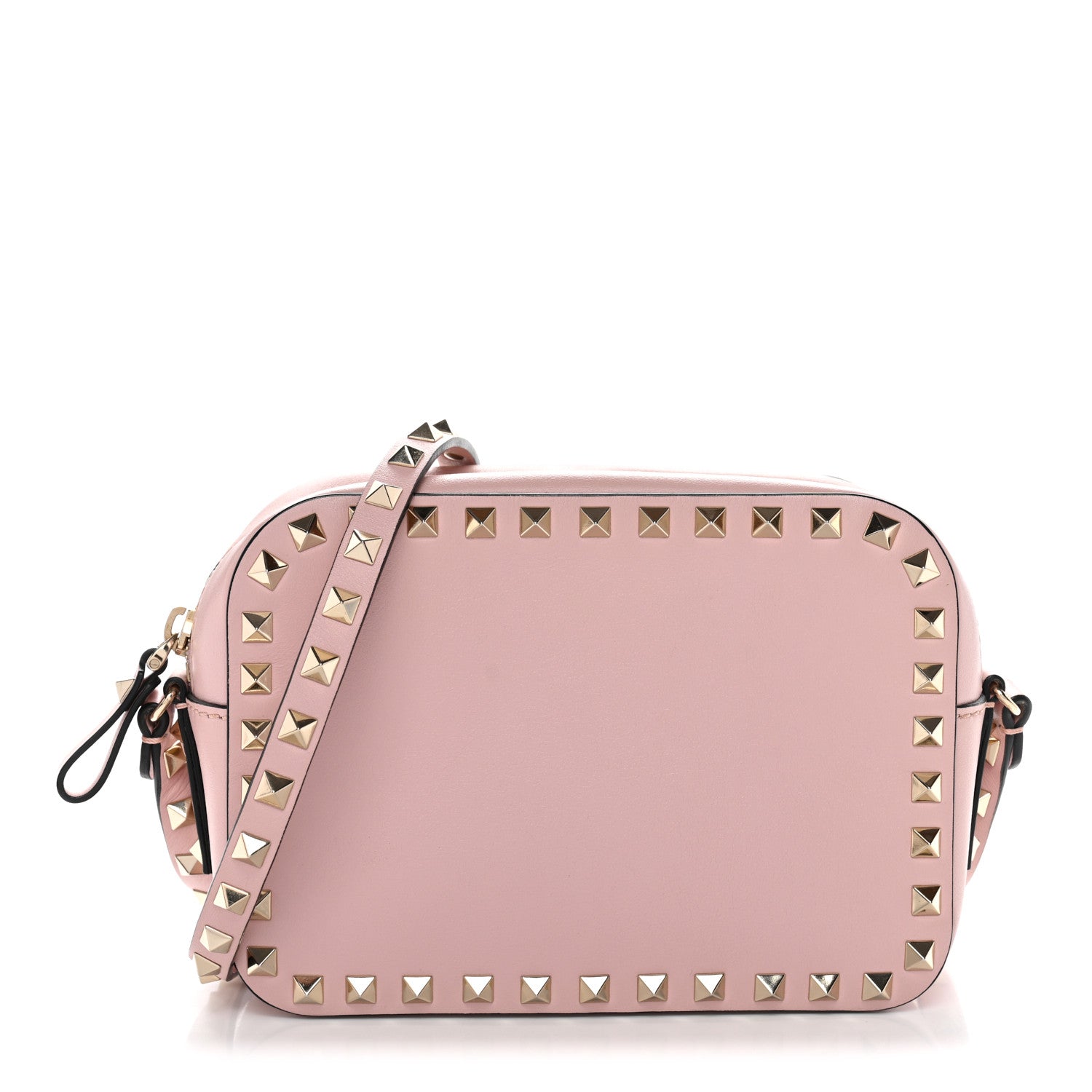 Calfskin Rockstud Camera Crossbody Bag Water Rose