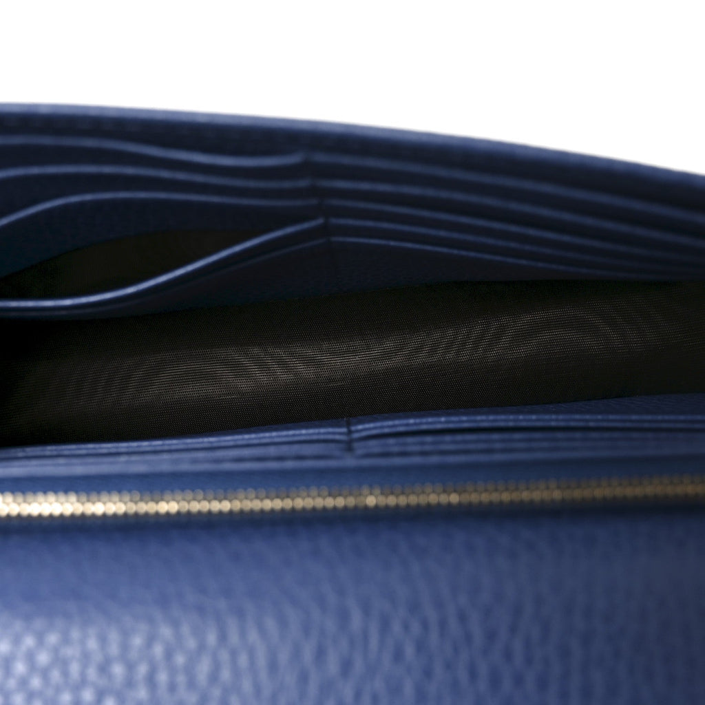 Dollar Calfskin Interlocking G Chain Wallet Caspian
