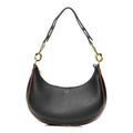 Smooth Calfskin Medium Strap Ava Shoulder Bag Black Tan