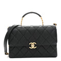 Caviar Quilted Medium Carry Me Top Handle Flap Black