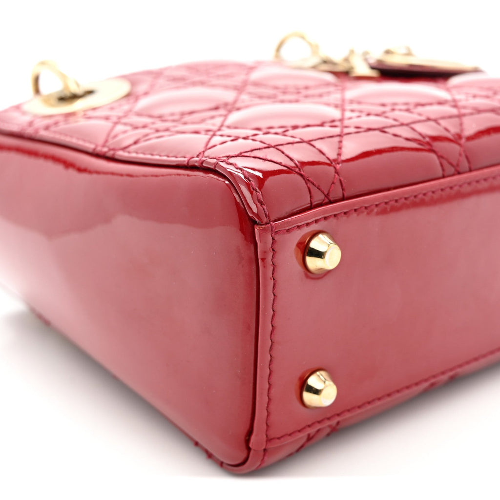 Patent Cannage Mini Lady Dior Red