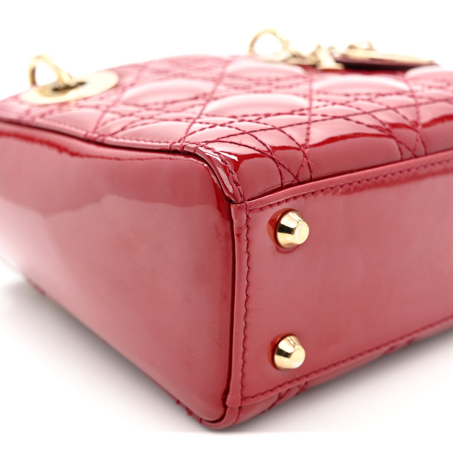 Patent Cannage Mini Lady Dior Red