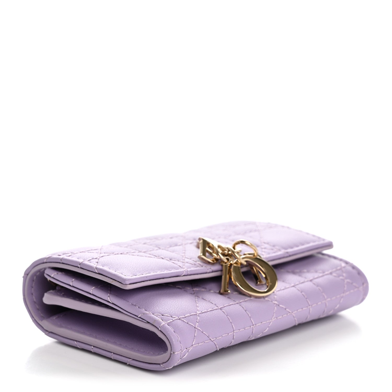 Lambskin Cannage Miss Dior Glycine Wallet Purple