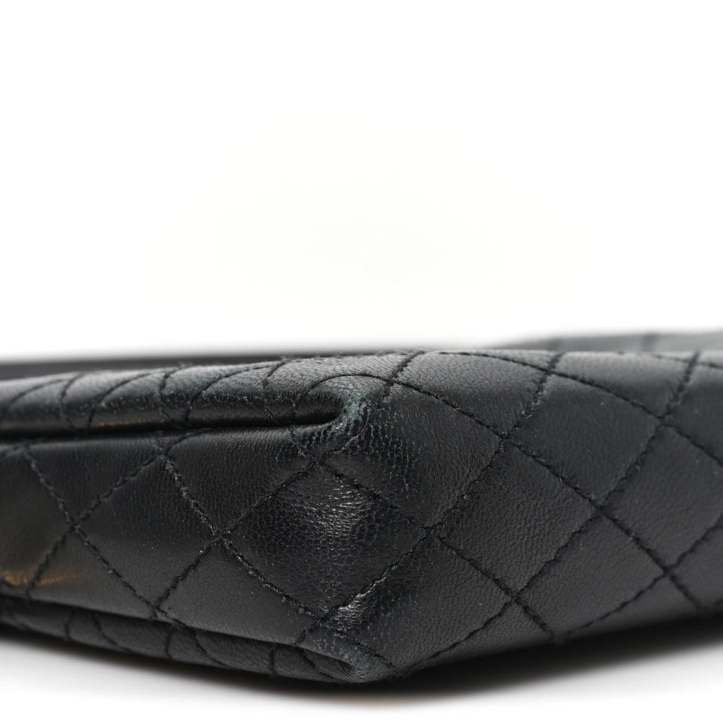 Lambskin Quilted Gaby Zipped Pouch Black