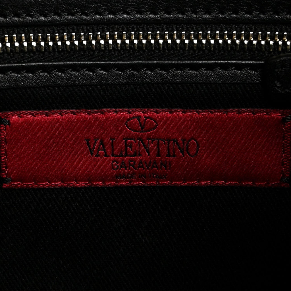 Vitello Calfskin Small Rockstud Flip-Lock Messenger Bag Black