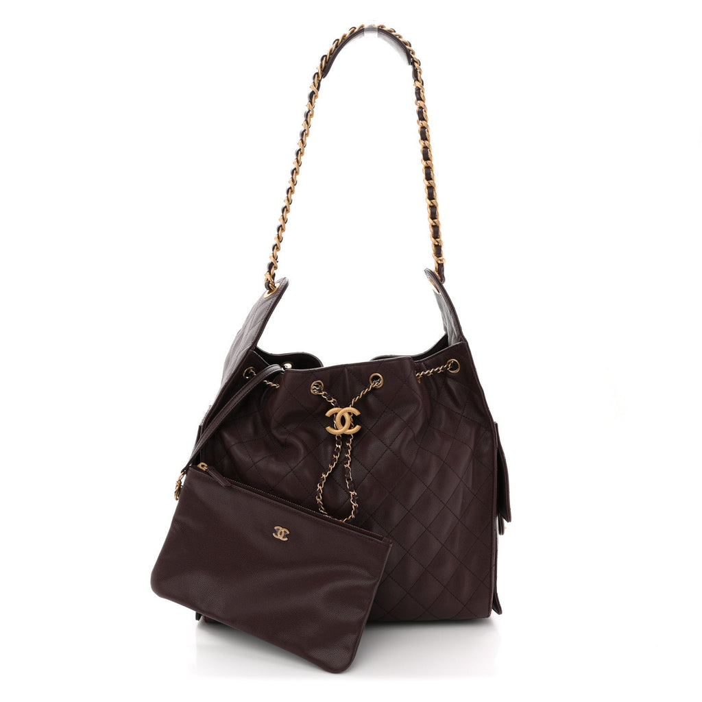 Caviar Quilted Medium Chanel 25 Handbag Dark Brown
