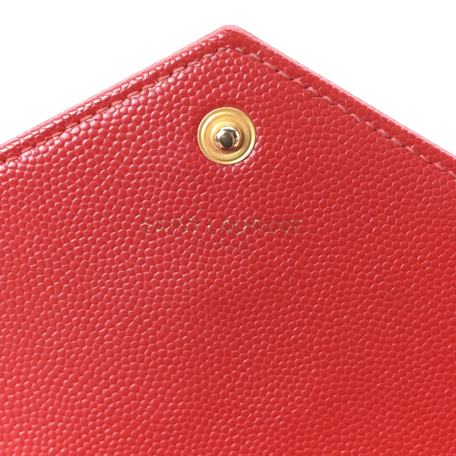 Grain De Poudre Matelasse Chevron Monogram Envelope Chain Wallet New Red