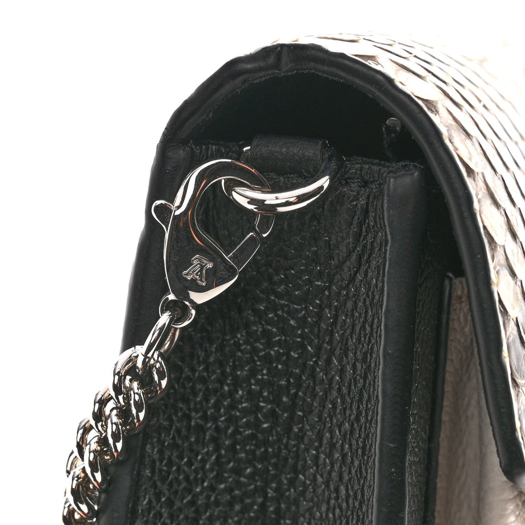Soft Calfskin Snakeskin My Lockme Chain Bag Pochette Black
