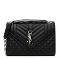 Grain De Poudre Textured Mixed Matelasse Triquilt Medium Monogram Satchel Black