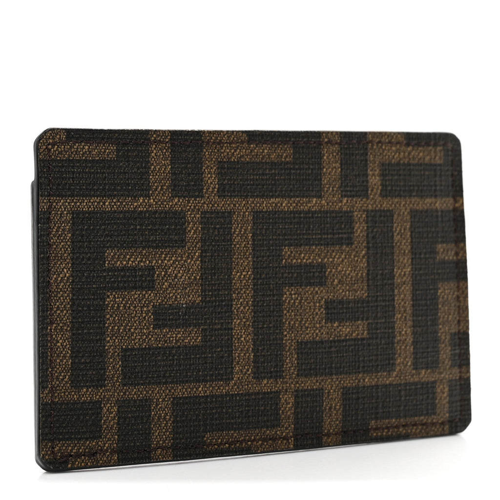 Vitello Century Matte Glazed Fabric FF  Holder Tobacco Black