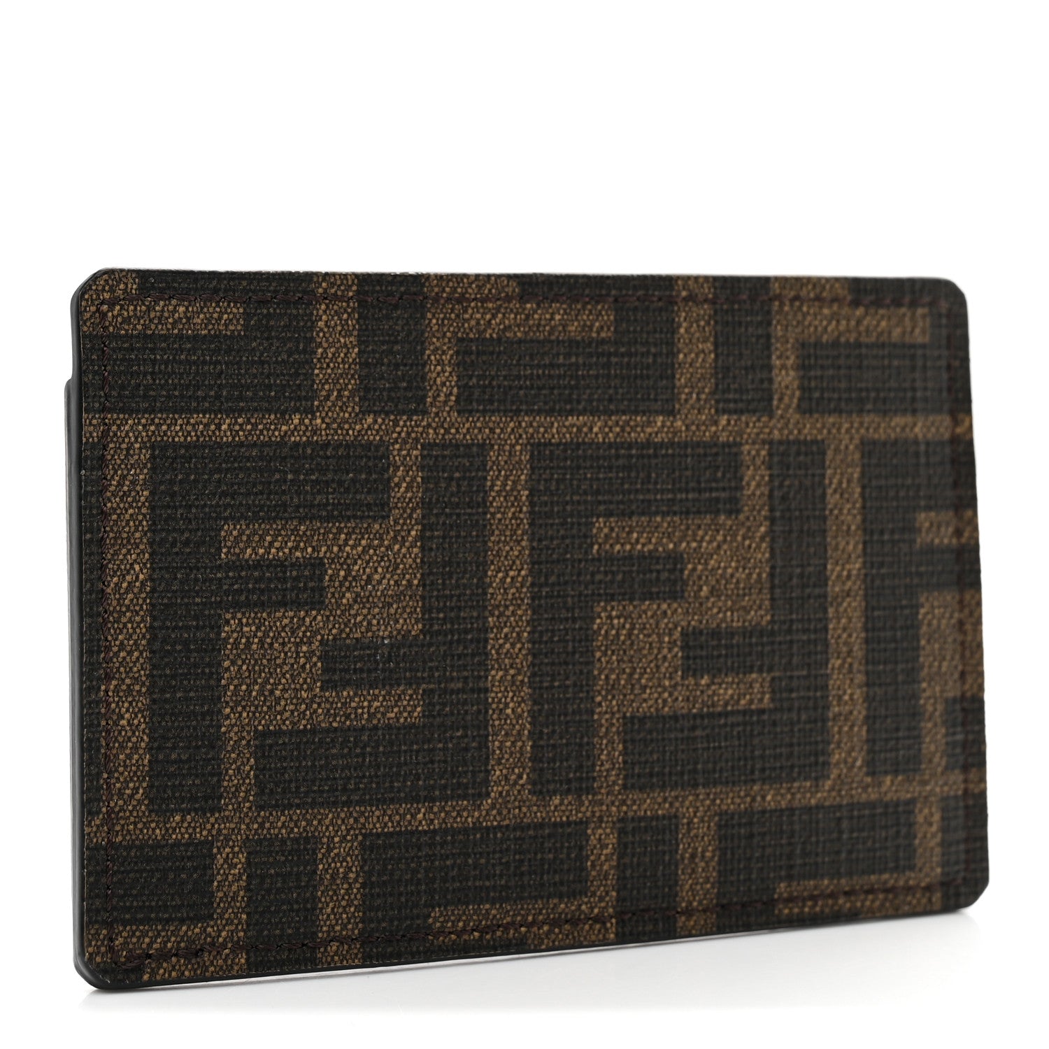 Vitello Century Matte Glazed Fabric FF  Holder Tobacco Black