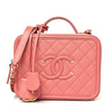 Caviar Quilted Medium CC Filigree Vanity Case Pink