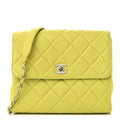 Lambskin Quilted CC Single Flap Green