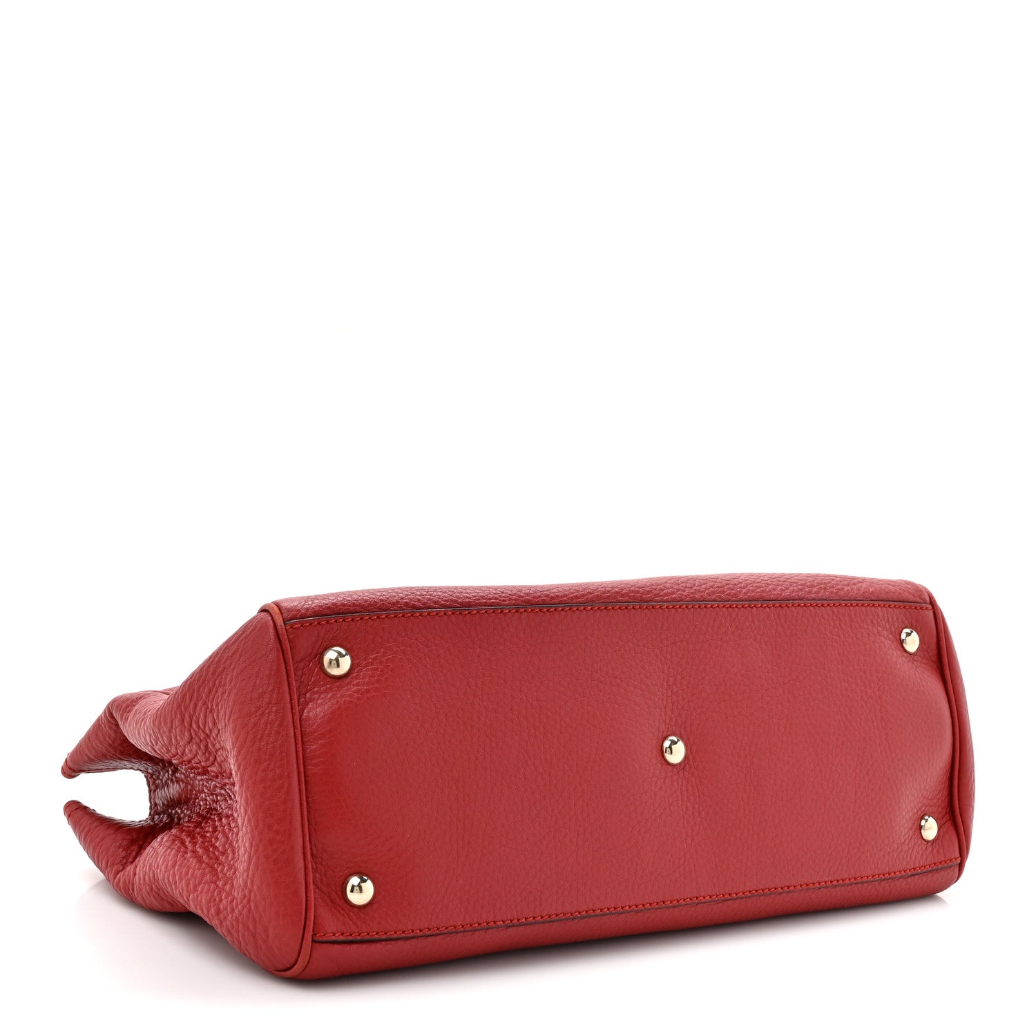 Pebbled Calfskin Medium Bamboo Shopper Tote Red