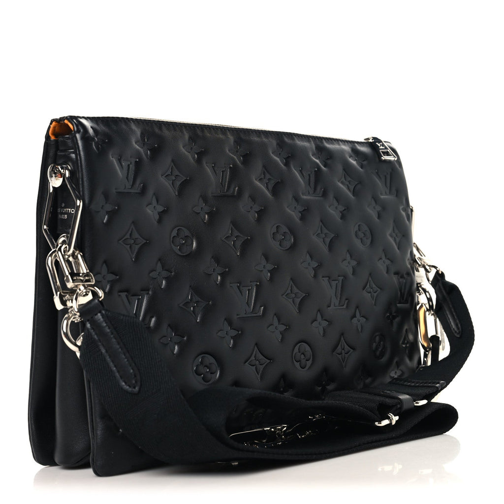 Lambskin Embossed Monogram Coussin MM Black