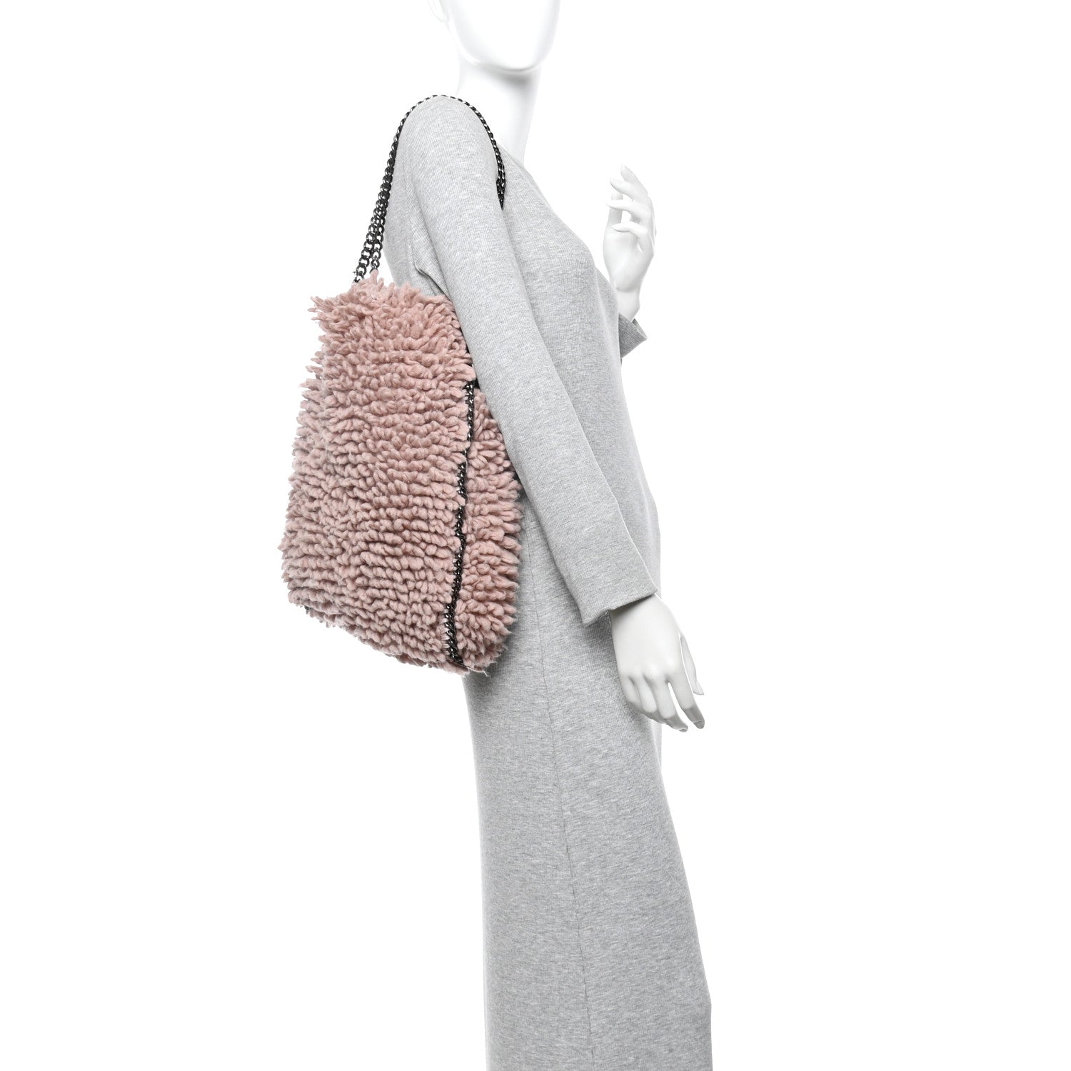 Wool Fur Small Falabella Tote Pink