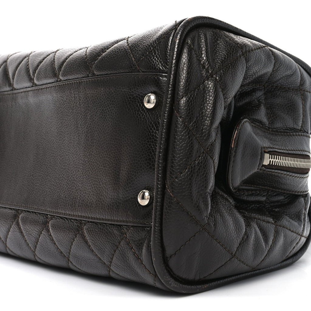 Caviar Quilted CC Timeless Bowler Dark Brown