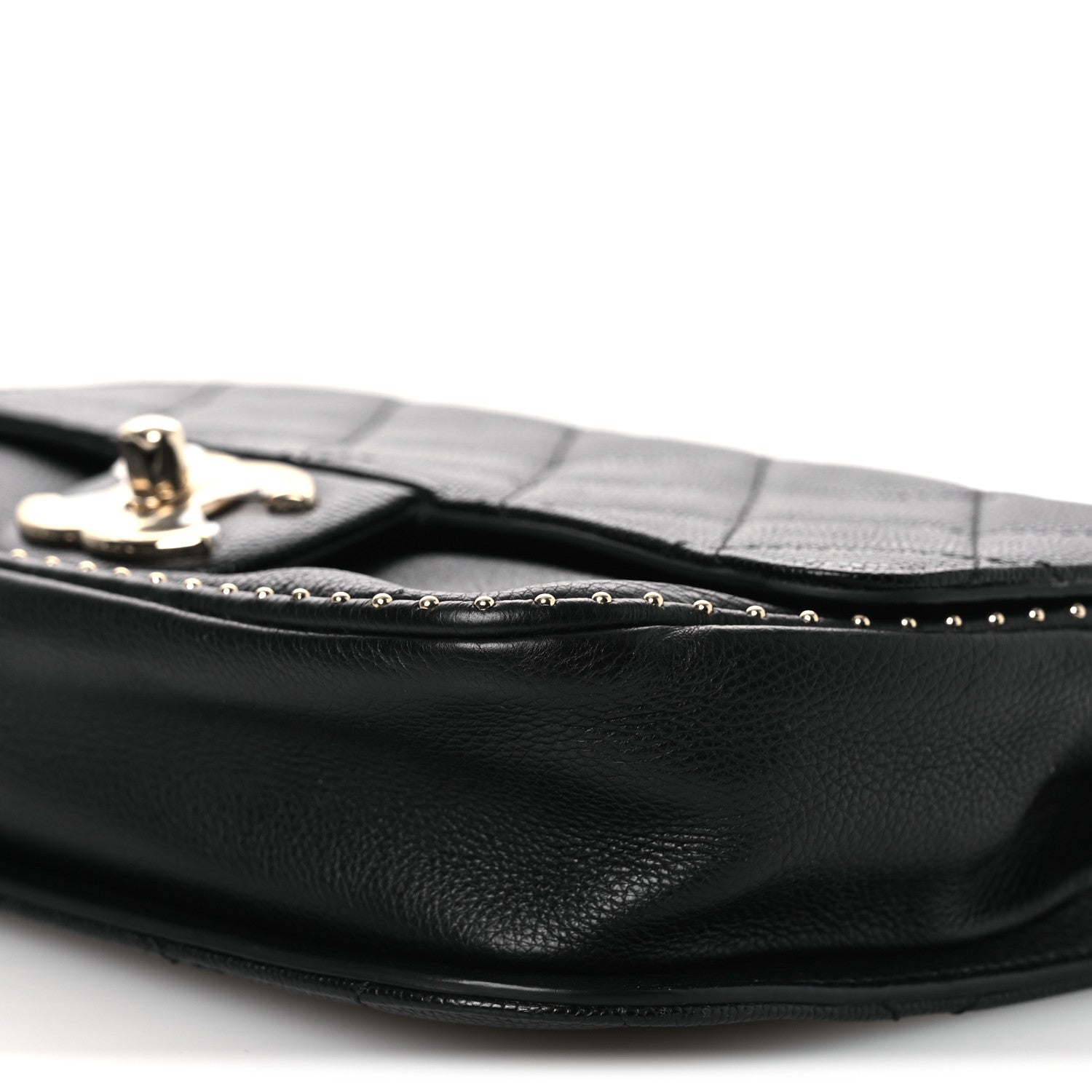 Caviar Quilted Small Studded Flap Black