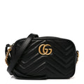 Calfskin Matelasse Mini GG Marmont Chain Shoulder Bag Black