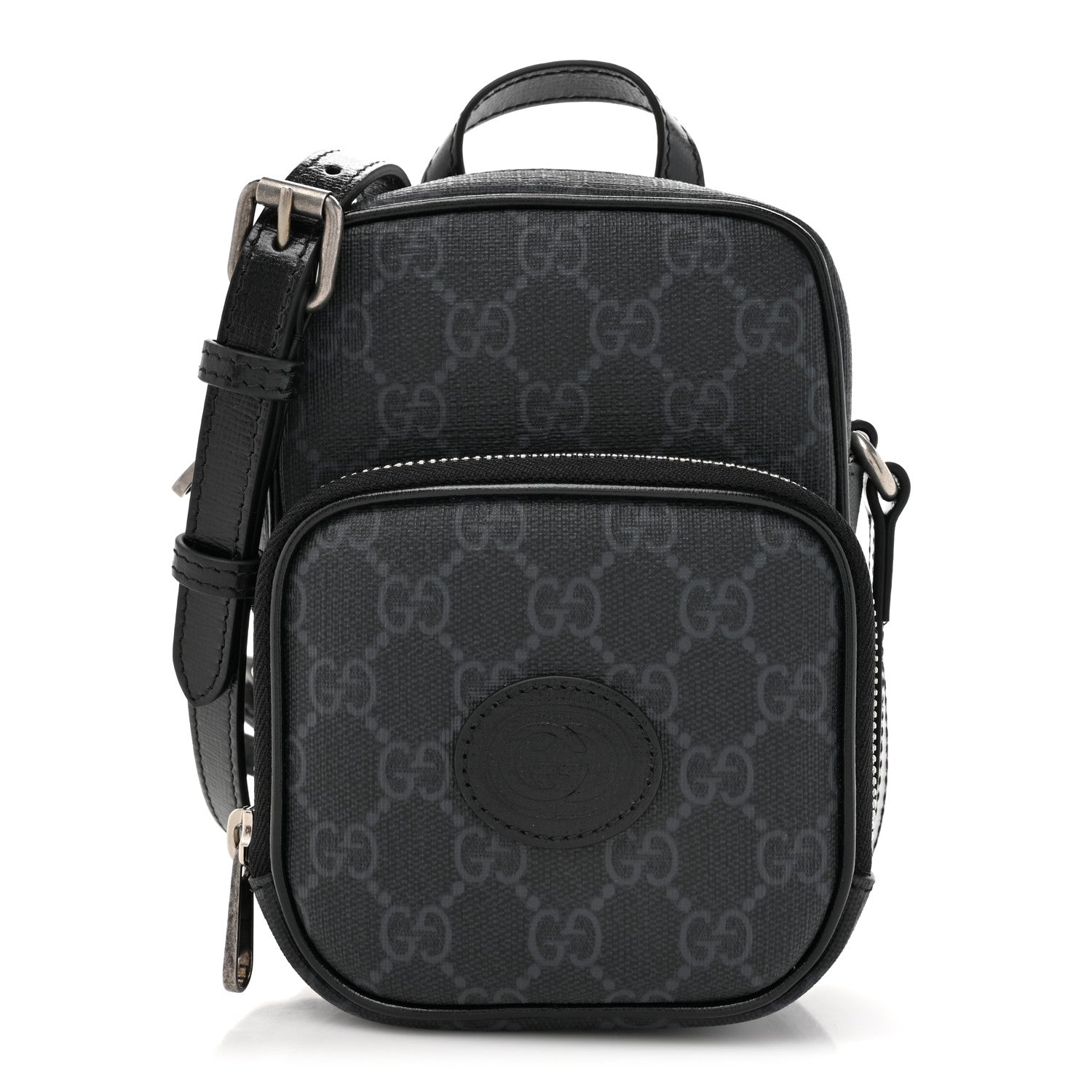 GG Supreme Monogram Azalea Calfskin Mini Retro Interlocking G Bag Black