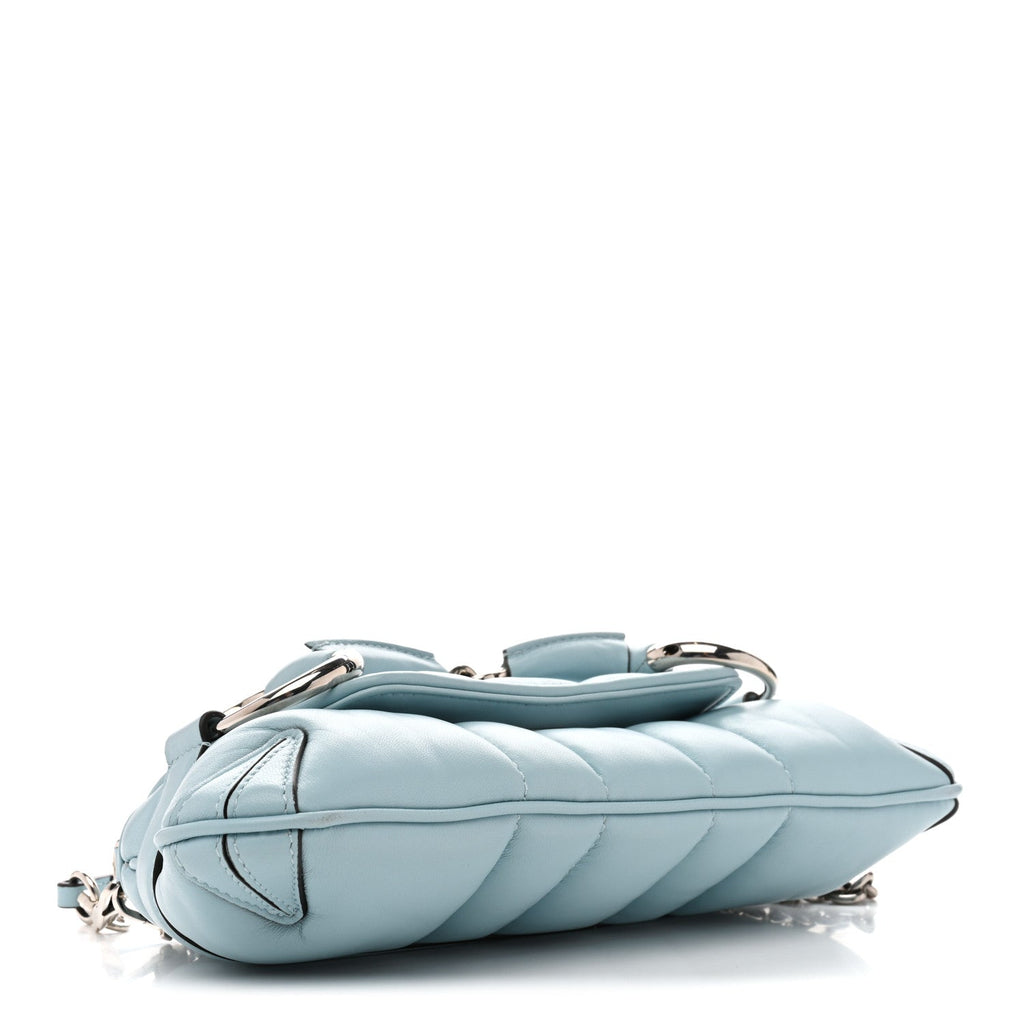 Nappa Vertical Matelasse Small Maxi Horsebit Chain Shoulder Bag Crystal Snow