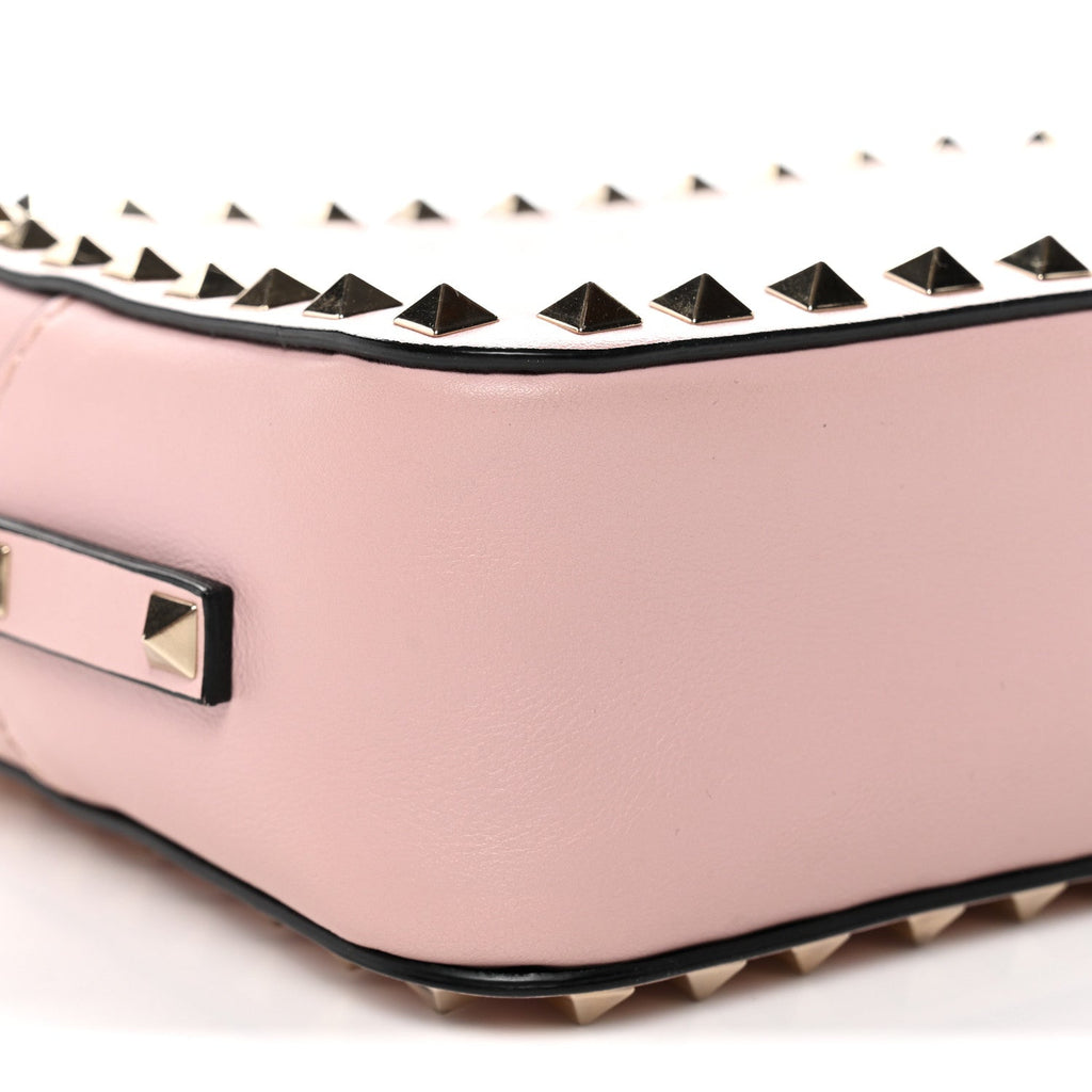 Calfskin Rockstud Camera Crossbody Bag Water Rose