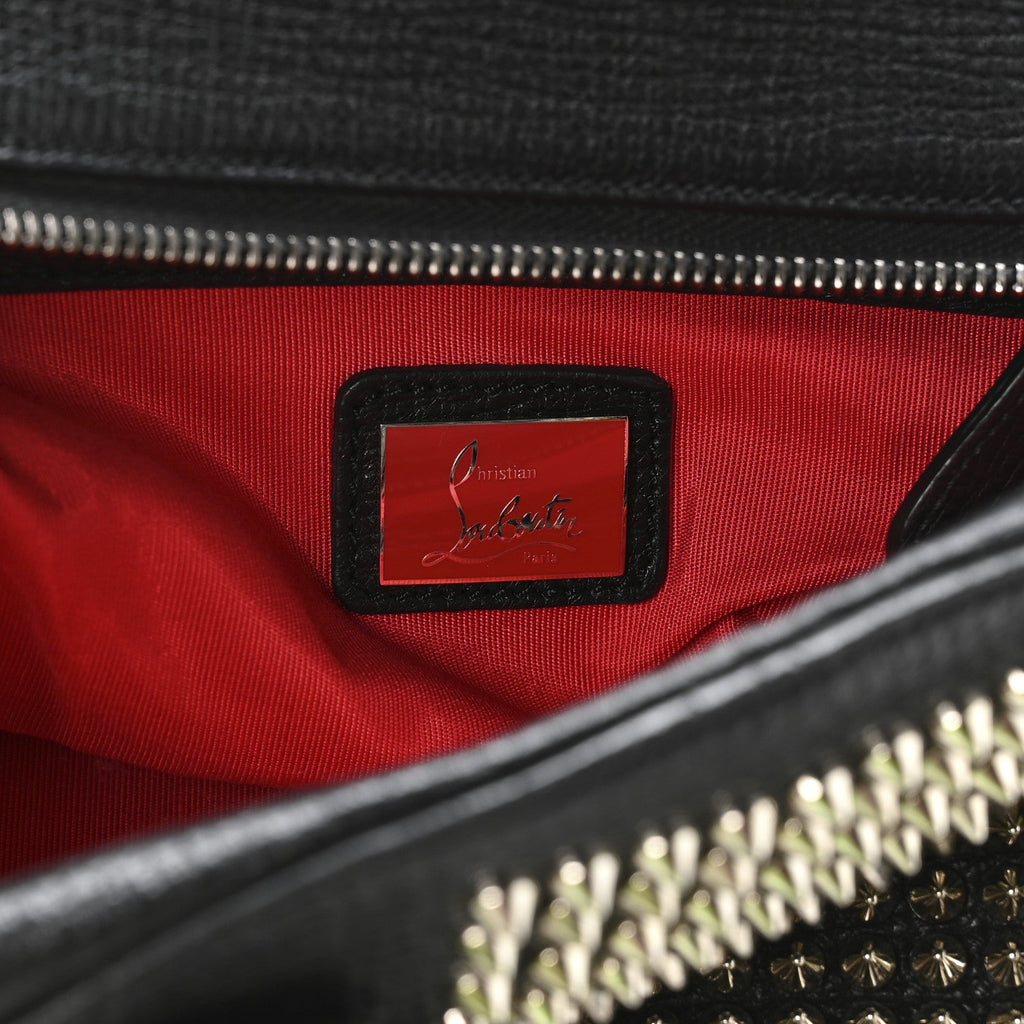 Grained Calfskin Studded Panettone Bowling Bag Black