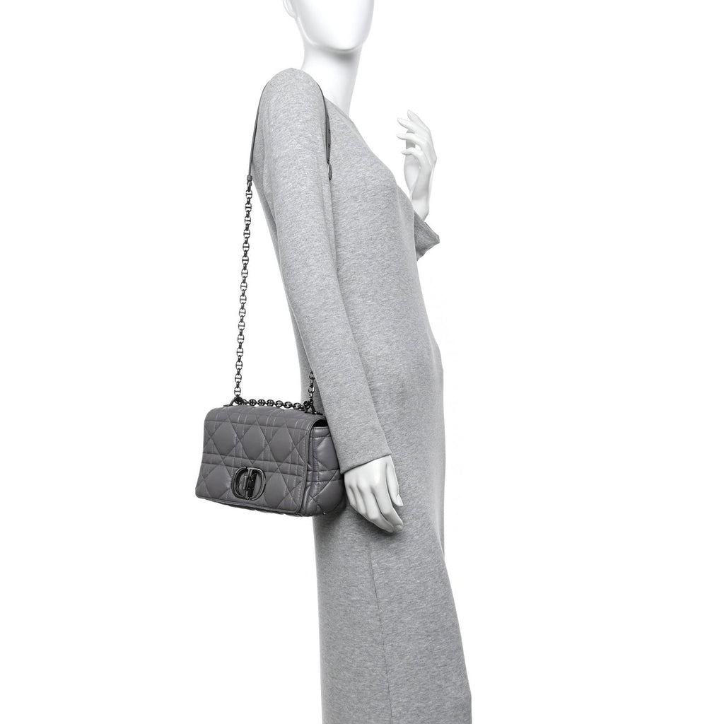 Calfskin Macrocannage Medium Caro Bag Iron Grey