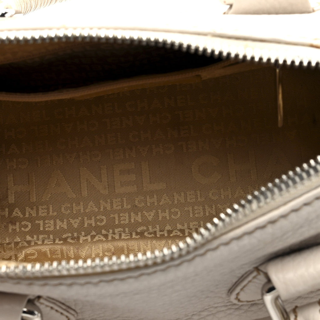 Calfskin Lax CC Small Bowler Bag White