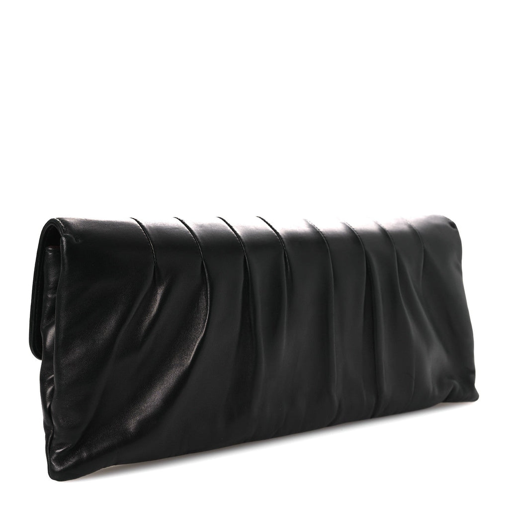 Lambskin Vertical Quilted Clutch Black