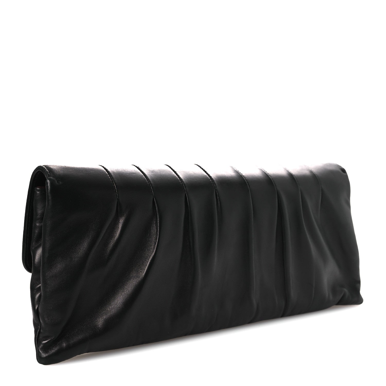 Lambskin Vertical Quilted Clutch Black