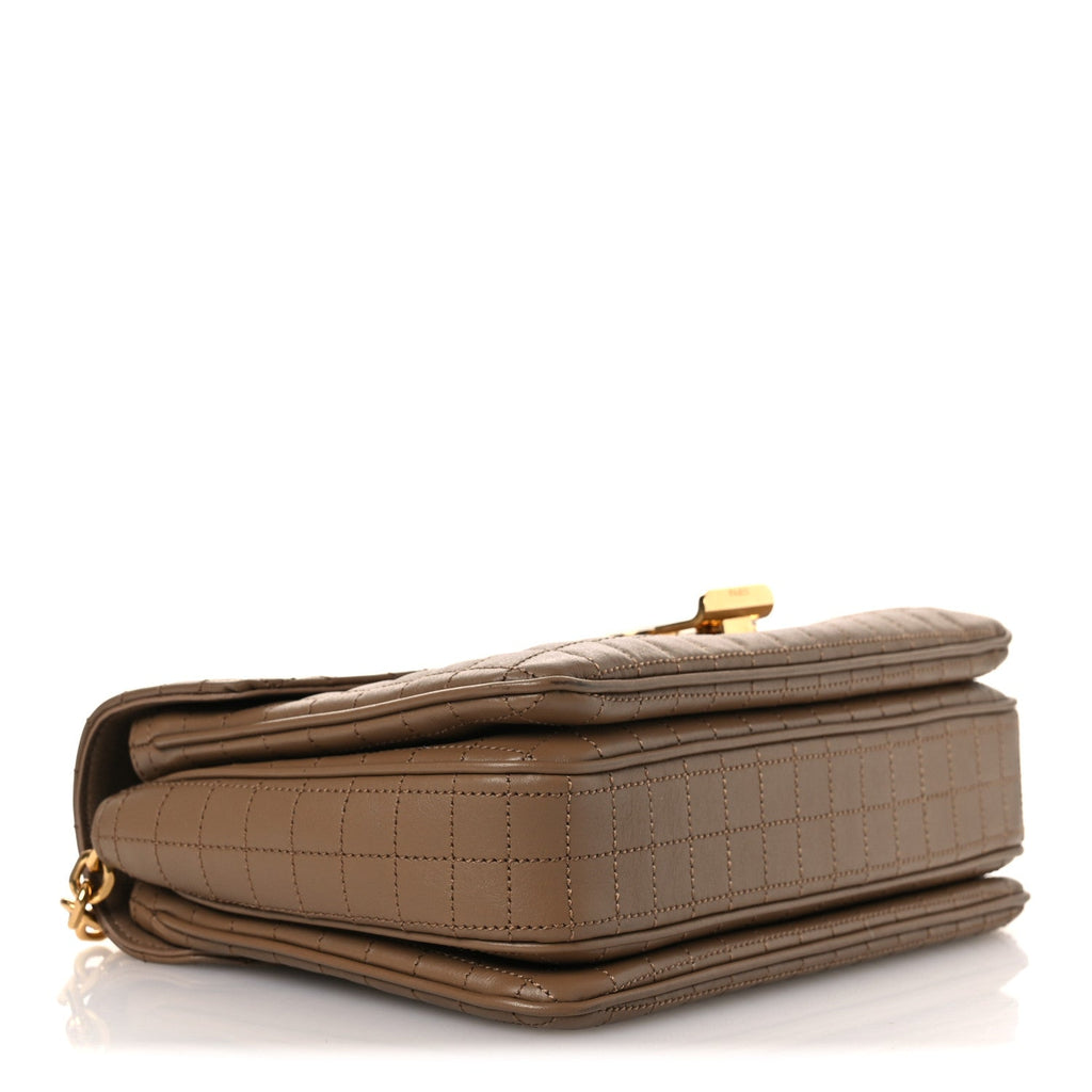Calfskin Quilted Medium C Bag Beige