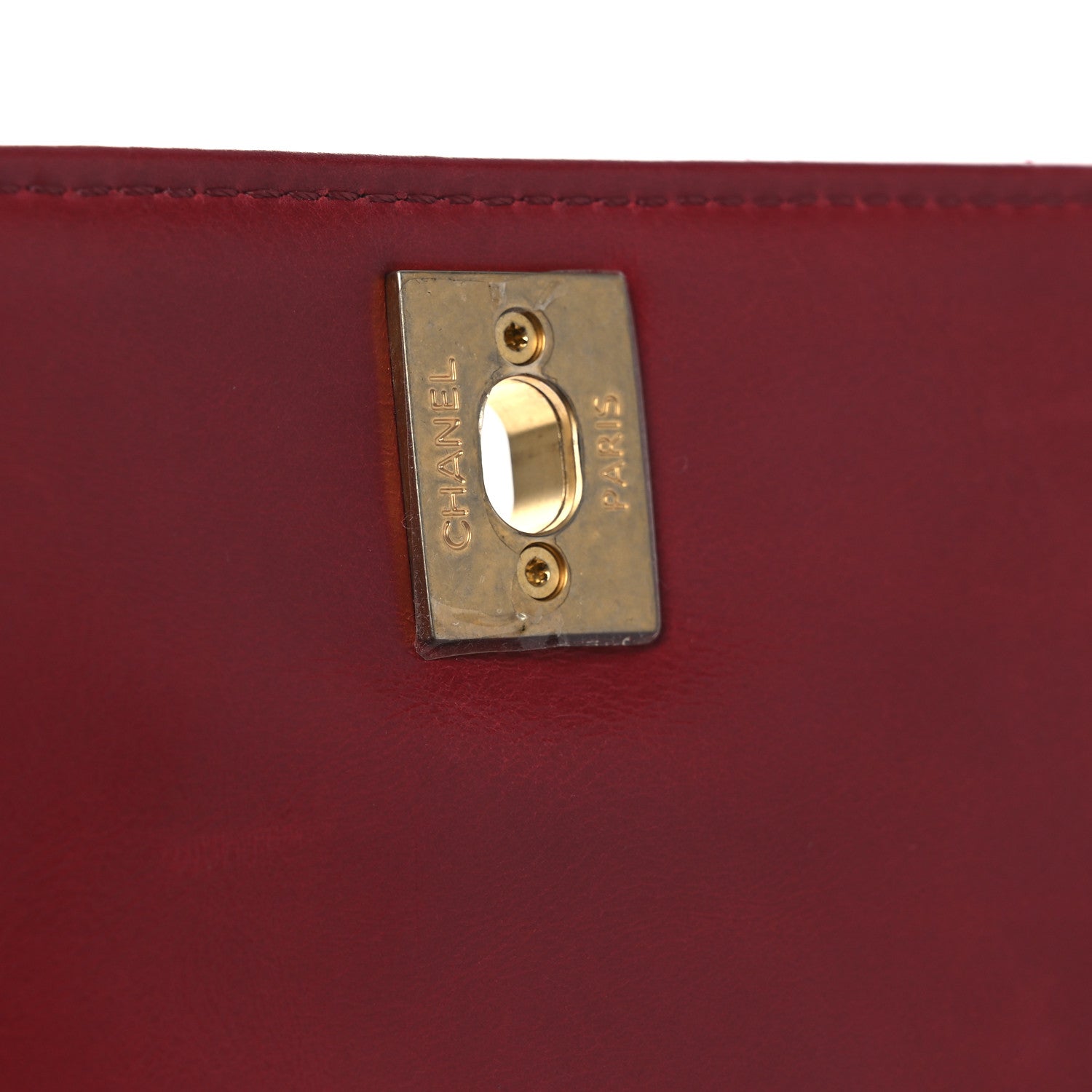Aged Calfskin Chevron Quilted Mini Coco Handle Flap Red