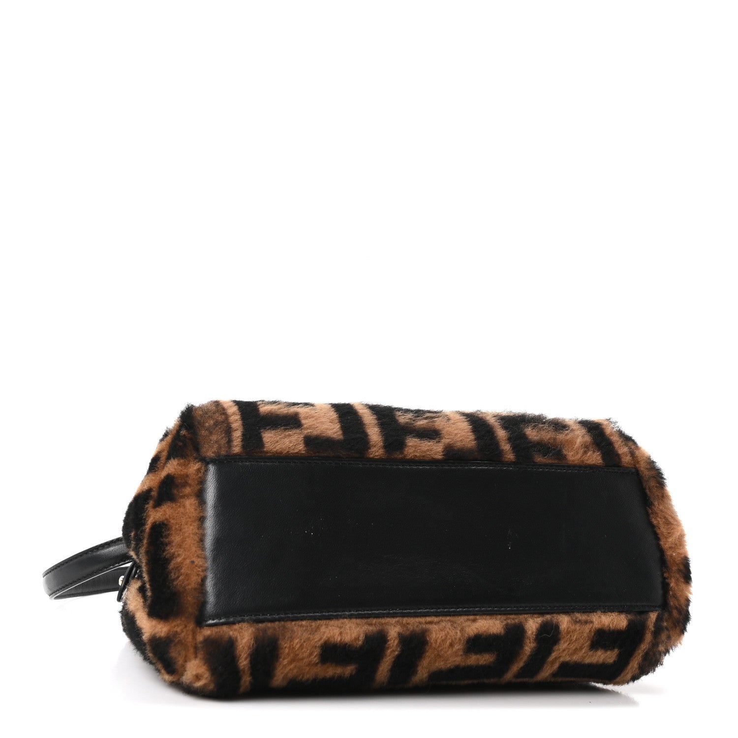 Shearling Nappa Macro FF 1974 Mini Peekaboo Iconic Satchel Tobacco Black