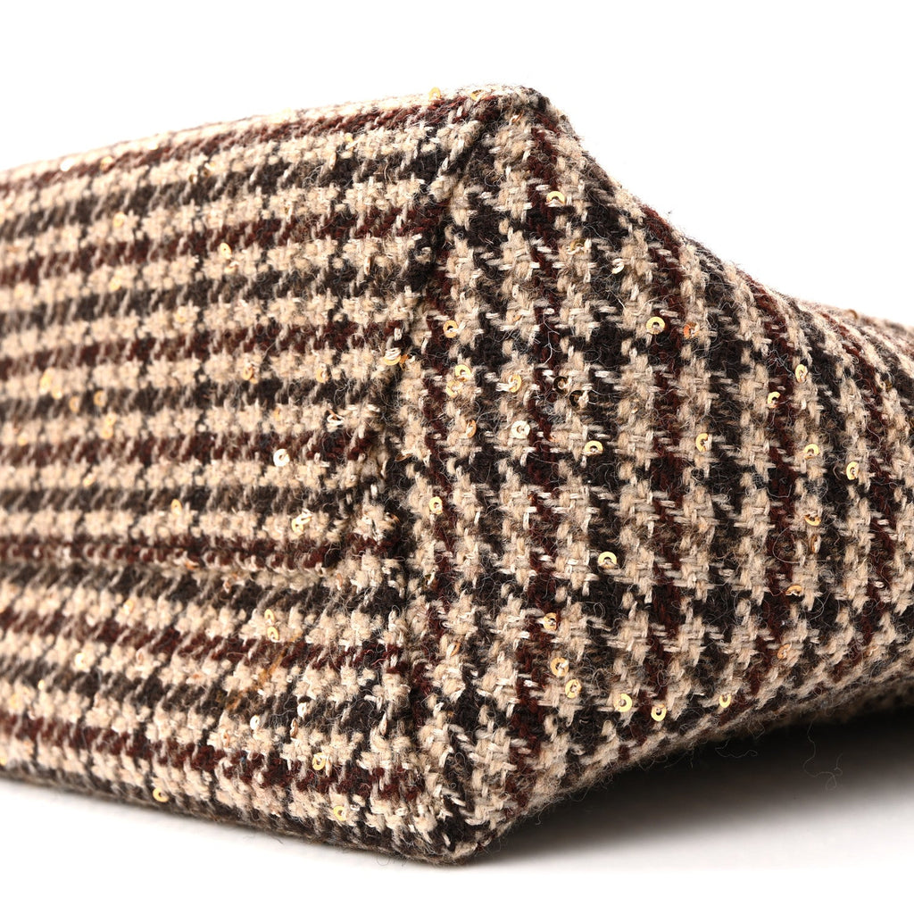 Tweed Small Sangle Bucket Bag Beige