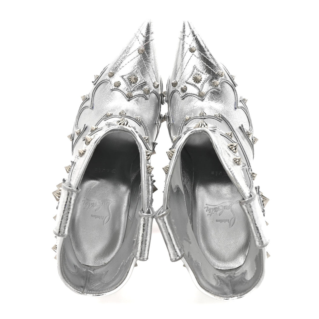 Metallic Calfskin Bootytiang Western 100 Boots 37 Silver