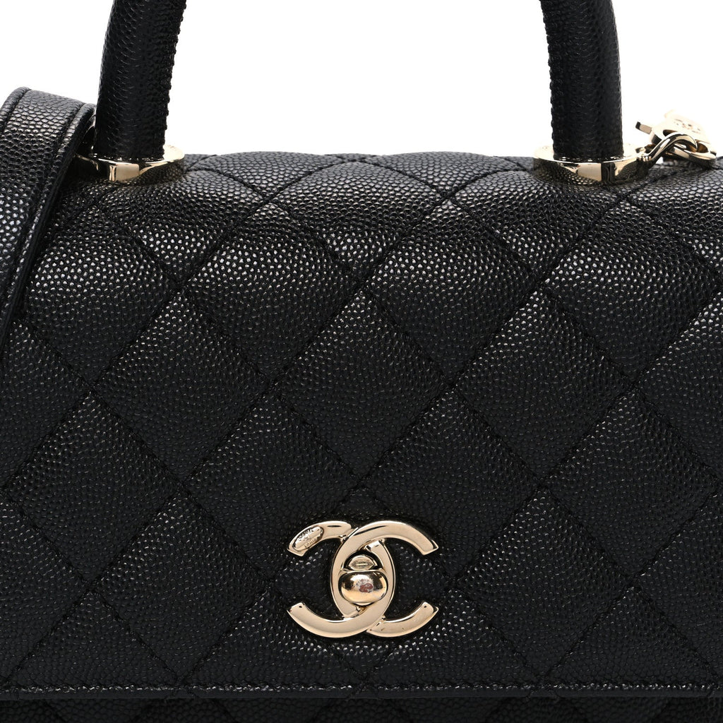 Caviar Quilted Extra Mini Coco Handle Flap Black