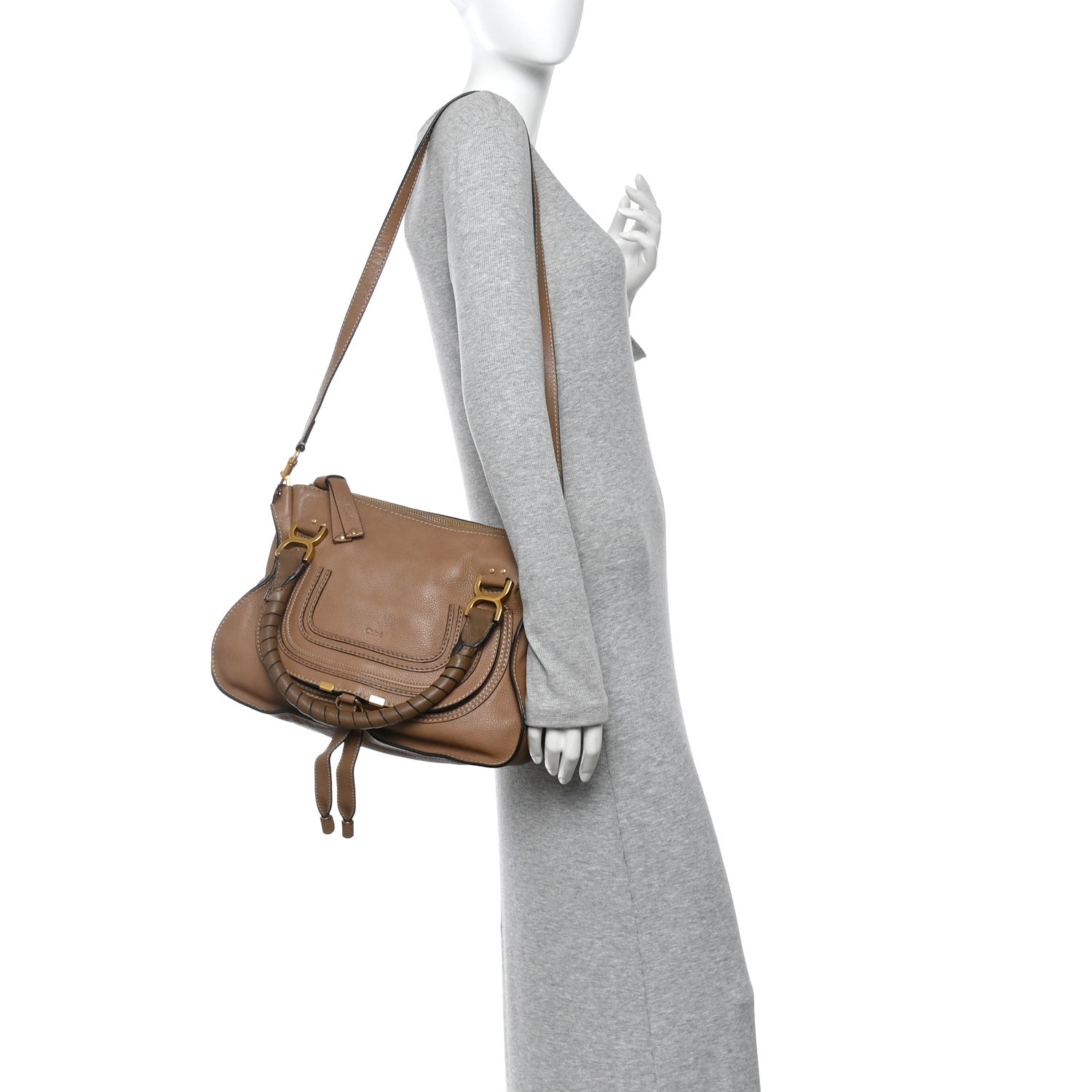 Calfskin Small Marcie Satchel Nut