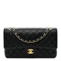 Caviar Quilted Medium Double Flap Black