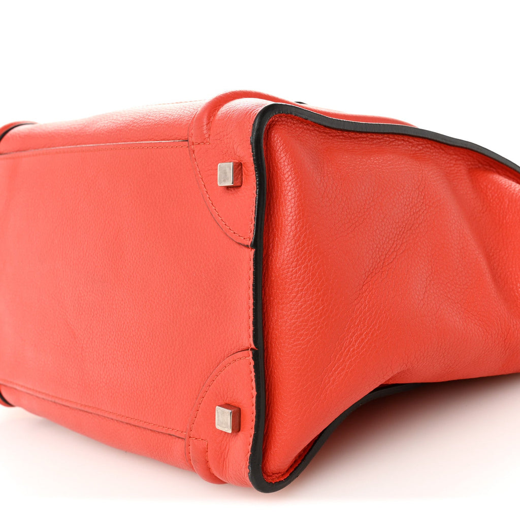 Drummed Calfskin Mini Luggage Coquelicot